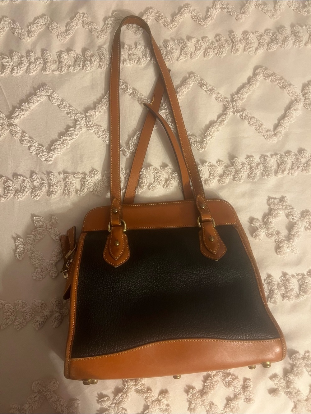 vintage 1990s Dooney & Bourke All-Weather Leather (AWL) Carpet Bag
Black/Tan - Picture 2 of 8
